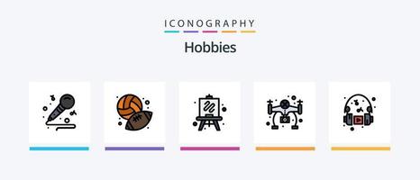 Hobbys Linie gefüllt 5 Icon Pack einschließlich . Mode. Hobbys. Stickerei. Hobby. kreatives Symboldesign vektor