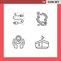 stock vektor ikon packa av 4 linje tecken och symboler för kabel- händer tråd finansiera barn vård redigerbar vektor design element