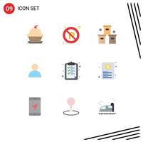 Stock Vector Icon Pack mit 9 Zeilenzeichen und Symbolen für Papiermähne Zeichenkontakte Verpackung editierbare Vektordesign-Elemente