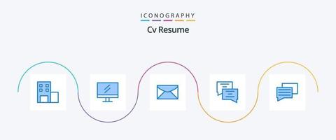 CV Resume Blue 5 Icon Pack inklusive . Bildung. Botschaft vektor