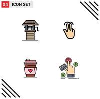 uppsättning av 4 modern ui ikoner symboler tecken för lantbruk glas väl mobil kärlek redigerbar vektor design element