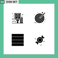 Benutzeroberflächenpaket mit 4 grundlegenden soliden Glyphen der Stadtrasterpostillustration Bonbon editierbare Vektordesign-Elemente vektor