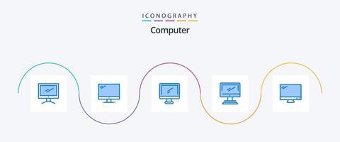 dator blå 5 ikon packa Inklusive . vektor