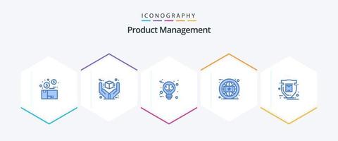 Produktmanagement 25 Blue Icon Pack inklusive Online. Branding. Prämie. Marke. Idee vektor