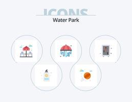 Wasserpark flach Icon Pack 5 Icon Design. Garten. sperren. Abendessen. Schließfach. Park vektor