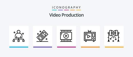 Video Production Line 5 Icon Pack inklusive Fotografie. antike Kamera. Lautsprecher. Kopf. Chef. kreatives Symboldesign vektor