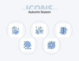 Herbst blau Icon Pack 5 Icon Design. Niedergang. kalt. Blatt. Lebensmittel. Herbst vektor