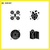 4 kreativ ikoner modern tecken och symboler av kam ljuv Drönare robot vin plats redigerbar vektor design element