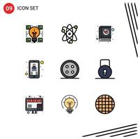 9 kreative Symbole, moderne Zeichen und Symbole für Kleidung, Chef, Buch, Benutzer, Kontakt, editierbare Vektordesign-Elemente vektor