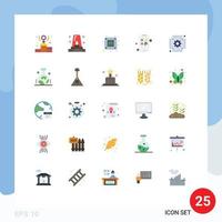 25 flache Farbpakete für Benutzeroberflächen mit modernen Zeichen und Symbolen für das elektrische Pay-Marketing von Entwicklungschips, editierbare Vektordesign-Elemente vektor