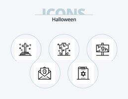 Halloween-Linie Icon Pack 5 Icon-Design. Beerdigung. Friedhof. magisches Buch. Friedhof. Geist vektor