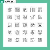 uppsättning av 25 modern ui ikoner symboler tecken för kodning grönsaker kinesisk kött grill redigerbar vektor design element