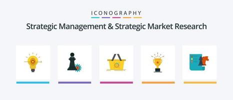 Strategisches Management und strategische Marktforschung Flat 5 Icon Pack inklusive Business. Trophäe. Wagen. Preis. Tasse. kreatives Symboldesign vektor