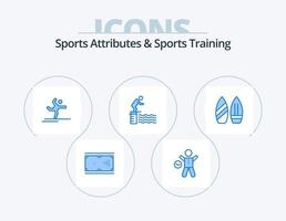 Sportattribute und Sporttraining blaues Icon Pack 5 Icon Design. Schwimmbad. springen. Gesundheit. Tauchen. durchführen vektor