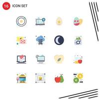 Stock Vektor Icon Pack mit 16 Zeilenzeichen und Symbolen für Schlafkissen Ei Urlaubsei bearbeitbare Packung kreativer Vektordesign-Elemente