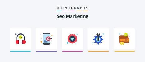 SEO Marketing Flat 5 Icon Pack inklusive Finanzen. Fix. Handy, Mobiltelefon. technisch. Wartung. kreatives Symboldesign vektor