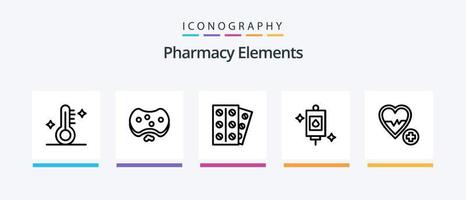 Symbolpaket für Apothekenelemente, Linie 5, einschließlich Thermometer. medizinisch. Medizin. Behandlung. medizinisch. kreatives Symboldesign vektor