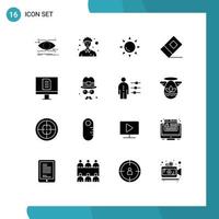 Stock Vector Icon Pack mit 16 Zeilenzeichen und Symbolen für Bürocomputer Person stationäre Bildung editierbare Vektordesign-Elemente