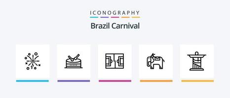 Brasilianische Karnevalslinie 5 Icon Pack inklusive Brasilien. Sport. Dekoration. Ball. Feier. kreatives Symboldesign vektor