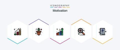 Motivation 25 Filledline Icon Pack inklusive Wachstum. Buchen. Graph. Agenda. Suche vektor