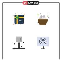 Stock Vector Icon Pack mit 4 Zeilen Zeichen und Symbolen für Geschenk Fast Food Schüssel Ei Küche editierbare Vektordesign-Elemente