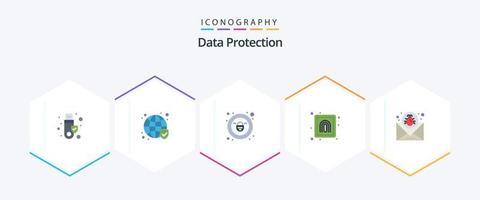 data skydd 25 platt ikon packa Inklusive e-post. ge sig på. låsa. säkerhet. finger vektor