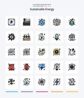 kreative nachhaltige Energie 25 Zeilen gefülltes Icon Pack wie eco. Energie. sinken. Medizin. Pflege vektor