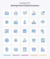 Creative Banking Finanzen und Marktwirtschaft 25 Blue Icon Pack wie Prognose. Fernrohr. Wachstum. erhöhen. Dollar vektor