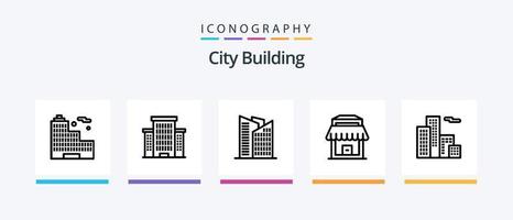 City Building Line 5 Icon Pack inklusive . Haus. . kreatives Symboldesign vektor