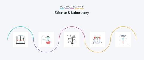 vetenskap platt 5 ikon packa Inklusive kemi. vetenskap. astronomi. fysik. attraktion vektor