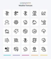 kreatives Wetter 25 Gliederungssymbolpaket wie Schnee. Wetter. Klima. schlafen. Mond vektor