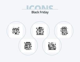 svart fredag linje ikon packa 5 ikon design. stor försäljning. handel. särskild. svart fredag. mål vektor