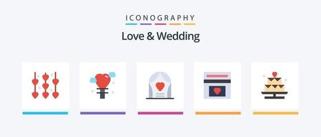 kärlek och bröllop platt 5 ikon packa Inklusive bröllop. kärlek. fond. bröllop. kreativ ikoner design vektor