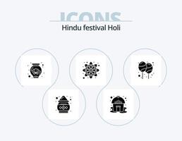 Holi-Glyphen-Icon-Pack 5-Icon-Design. Gruppe. Dekoration. Lotus. Ballon. Muster vektor