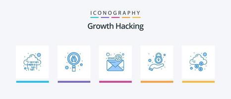 dataintrång blå 5 ikon packa Inklusive Integritet. hand. virus. säkerhet. virus. kreativ ikoner design vektor