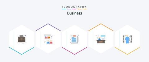 Business 25 Flat Icon Pack inklusive Komplikation. Arbeiten. Unternehmen. Diskussion. Plaudern vektor