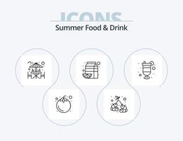 Sommer Essen und Trinken Linie Icon Pack 5 Icon Design. Creme. Gemüse. Früchte. Würze. Karotte vektor