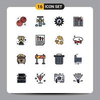 Stock Vector Icon Pack mit 16 Zeilen Zeichen und Symbolen für Belohnung Risiko Ökologie Hausbrand editierbare kreative Vektordesign-Elemente