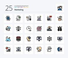 Marketing 25 Zeilen gefülltes Icon Pack inklusive Marketing. Werbung. Maus. Dollar. Finanzen vektor