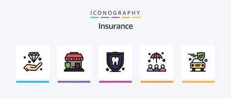försäkring linje fylld 5 ikon packa Inklusive . skydd. liv. försäkring. säkerhet. kreativ ikoner design vektor