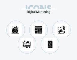 digitales Marketing-Glyphen-Icon-Pack 5-Icon-Design. Zahn. API. Einkaufen. Werbung. Email vektor