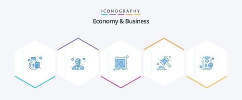 Economy und Business 25 blaue Icon Pack inklusive Clip. Anzahlung. Gesetz. Versteigerung vektor