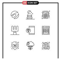 9 kreativ ikoner modern tecken och symboler av bedräglig utveckling gränssnitt utveckla app redigerbar vektor design element