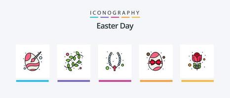 Osterlinie gefüllt 5 Icon Pack inklusive Scramble. gebraten. Ei. Ei. Ferien. kreatives Symboldesign vektor