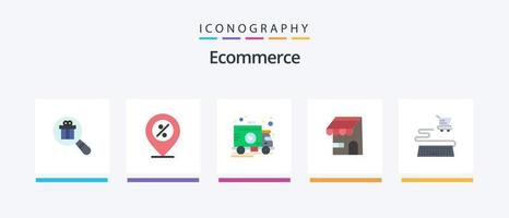 E-Commerce Flat 5 Icon Pack inklusive E-Commerce. online. Lage. E-Commerce. LKW. kreatives Symboldesign vektor