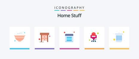 Home Stuff Flat 5 Icon Pack inklusive Mülleimer. Sitzung. Gas. Sitz. Stuhl. kreatives Symboldesign vektor