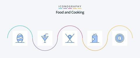 mat blå 5 ikon packa Inklusive mat. matlagning. mat. kaffe. snabb mat vektor