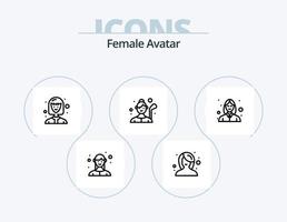 kvinna avatar linje ikon packa 5 ikon design. servitriser. catering. svärd. avatar. spelare vektor