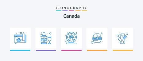 kanada blå 5 ikon packa Inklusive stubbe. Kanada. mat. hamburgare. kreativ ikoner design vektor