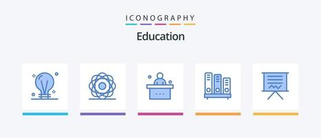 utbildning blå 5 ikon packa Inklusive läsning. bok. bana. studie. skola. kreativ ikoner design vektor